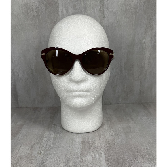 Versace Sunglasses Womens One Size Maroon Brown Cat Eye Crystal Italy Designer main image 7